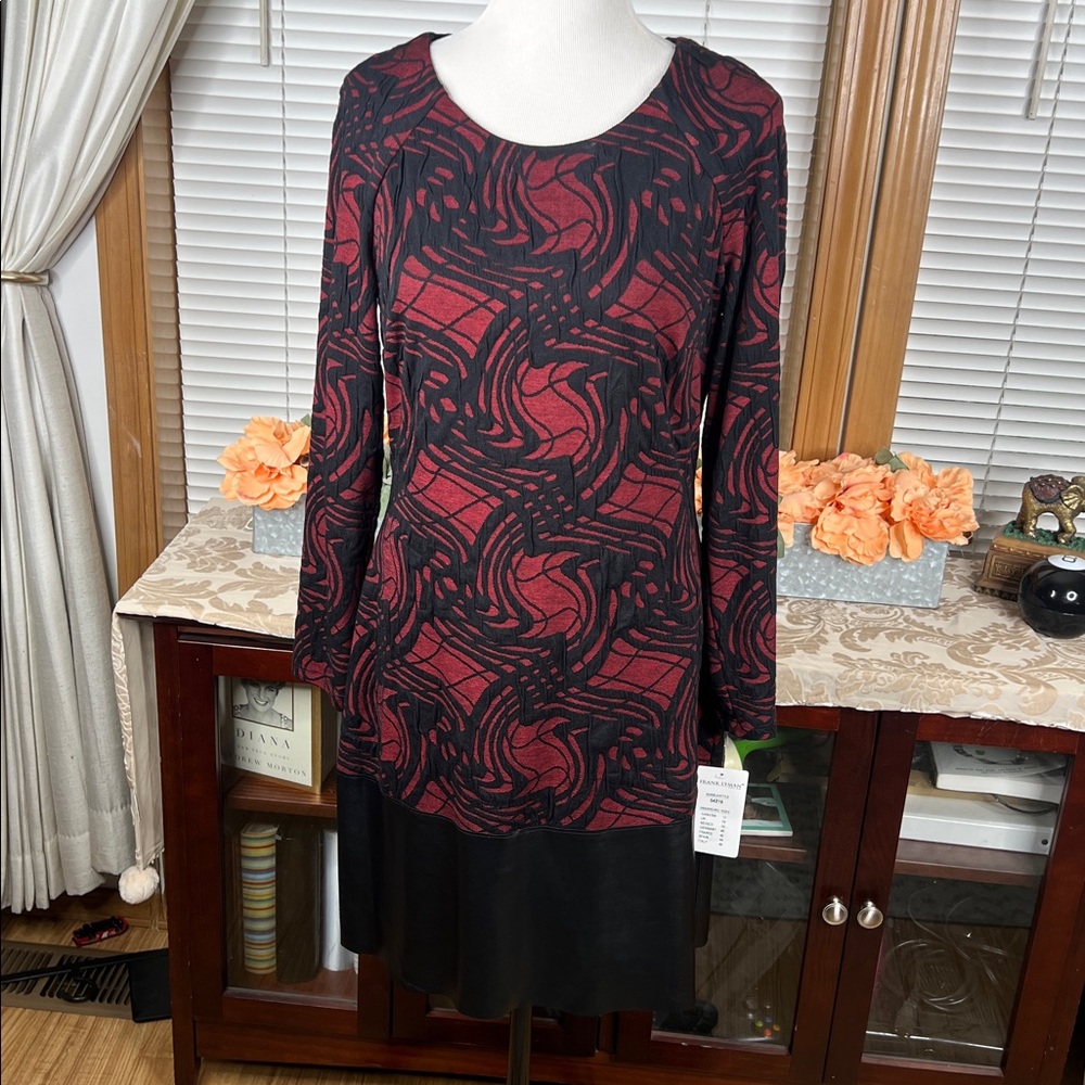 Frank Lyman Faux Leather Skirt Dress NWT